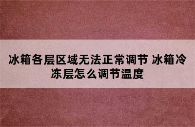 冰箱各层区域无法正常调节 冰箱冷冻层怎么调节温度